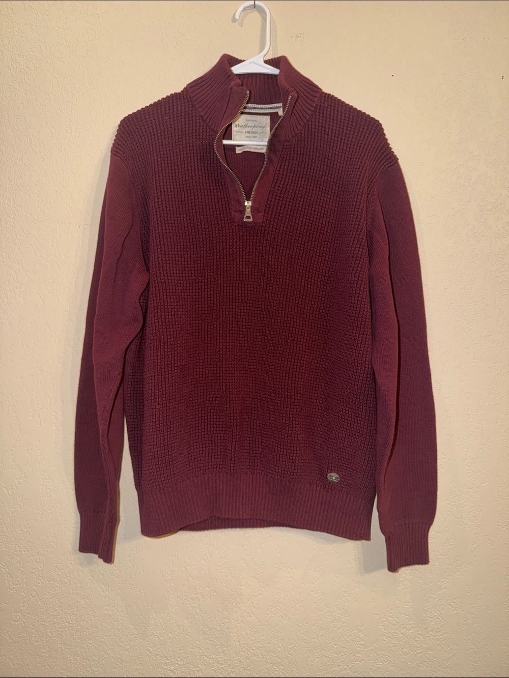 Weatherproof Men's Quarter-Zip The Holiday Sweater in Burgundy, Sz L